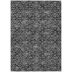 HomeRoots 8x10 Black Saffron Oriental Polyester Area Rug Washable for Indoor Outdoor Use 737708