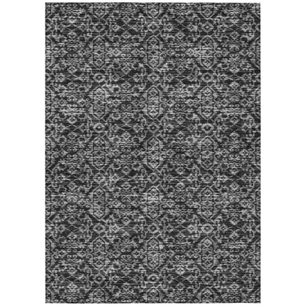 HomeRoots 8x10 Black Saffron Oriental Polyester Area Rug Washable for Indoor Outdoor Use 737708
