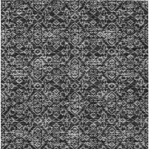 8x10 Black Saffron Oriental Polyester Area Rug Washable for Indoor Outdoor Use