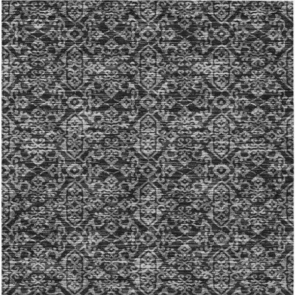 8x10 Black Saffron Oriental Polyester Area Rug Washable for Indoor Outdoor Use