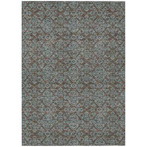 HomeRoots 9 X 12 Oriental Polyester Area Rug Washable Indoor Outdoor Stain Resistant Brown 737715