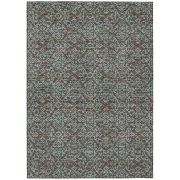 HomeRoots 9 X 12 Oriental Polyester Area Rug Washable Indoor Outdoor Stain Resistant Brown 737715