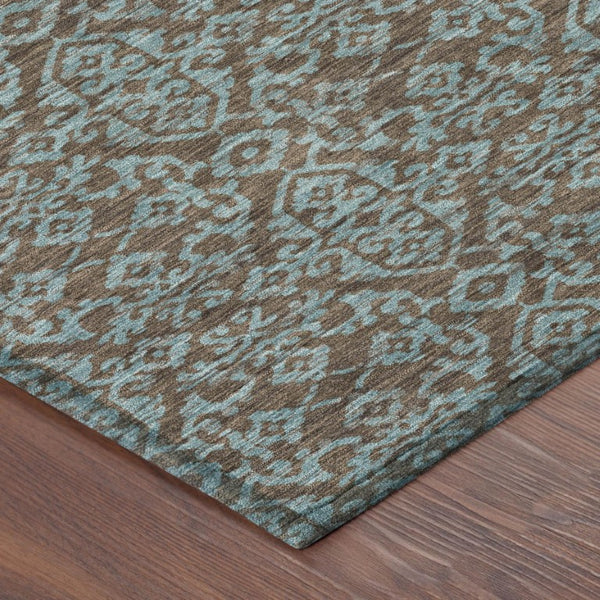 9 X 12 Oriental Polyester Area Rug Washable Indoor Outdoor Stain Resistant Brown