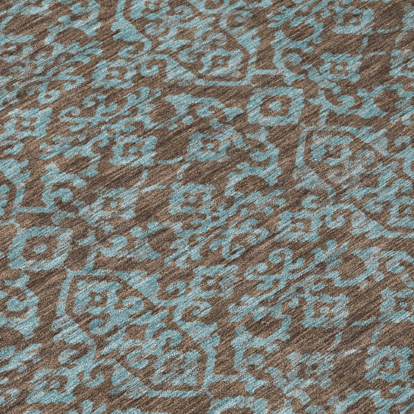 9 X 12 Oriental Polyester Area Rug Washable Indoor Outdoor Stain Resistant Brown