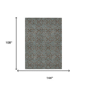9 X 12 Oriental Polyester Area Rug Washable Indoor Outdoor Stain Resistant Brown