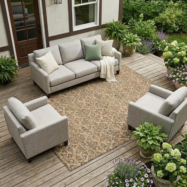 8x10 Oriental Polyester Area Rug Stain Resistant for Patio Porch or Living Room