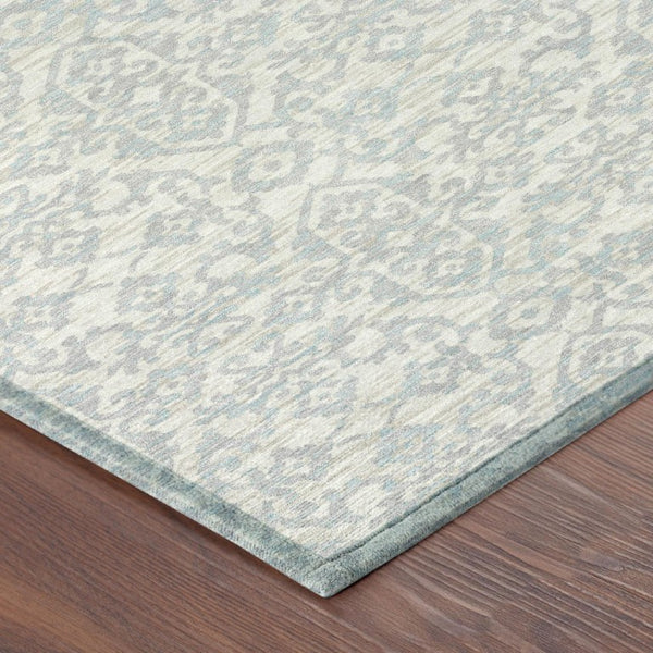 8x10 Ivory Gray Oriental Polyester Area Rug Stain Resistant Indoor Outdoor Use