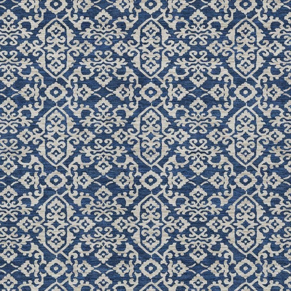 5x8 Oriental Polyester Area Rug Washable Stain Resistant Indoor Outdoor Navy