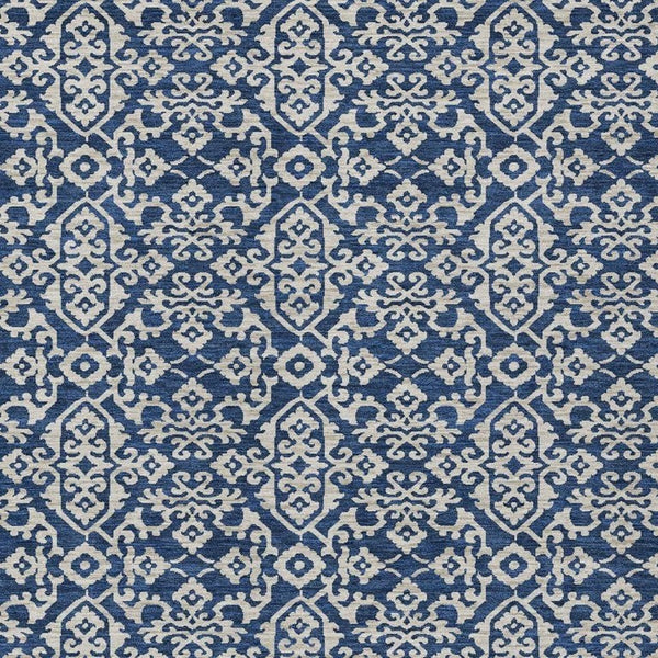 10 X 14 Navy Silver Oriental Polyester Area Rug Stain Resistant Indoor Outdoor