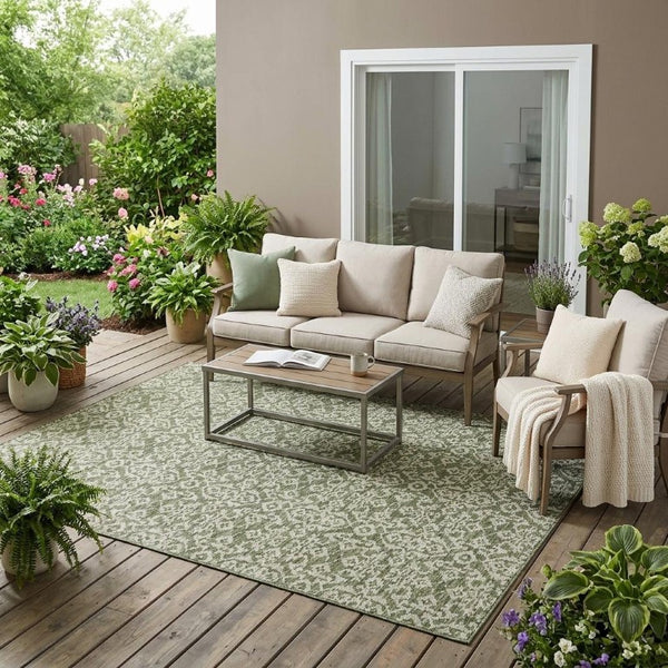 5x8 Oriental Indoor Outdoor Area Rug Stain Resistant Polyester Patio or Living Room