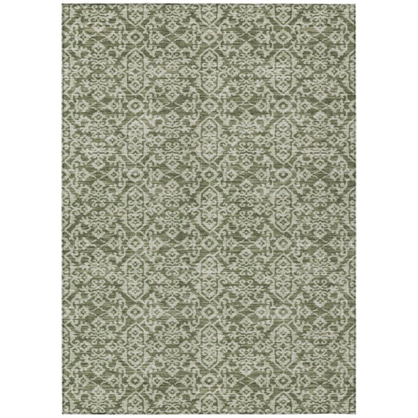 HomeRoots 8x10 Oriental Polyester Area Rug Stain Resistant Indoor Outdoor Olive Brown Patio 737738