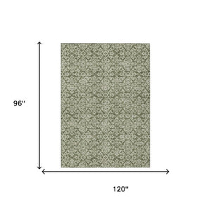 8x10 Oriental Polyester Area Rug Stain Resistant Indoor Outdoor Olive Brown Patio