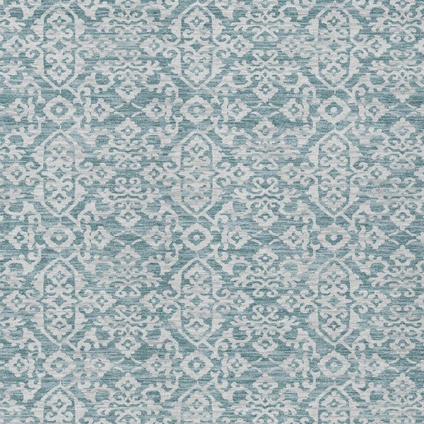 5x8 Oriental Teal Brown Polyester Area Rug Washable Stain Resistant Indoor Outdoor Use