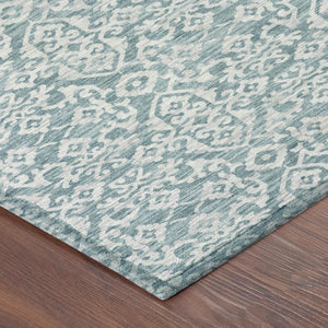 5x8 Oriental Teal Brown Polyester Area Rug Washable Stain Resistant Indoor Outdoor Use