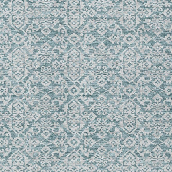 8 X 10 Teal Brown Oriental Polyester Area Rug Washable Stain Resistant Indoor Outdoor