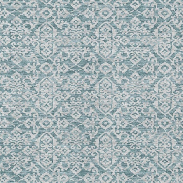 9x12 Teal Brown Oriental Polyester Area Rug Stain Resistant Indoor Outdoor Patio