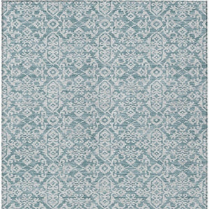 9x12 Teal Brown Oriental Polyester Area Rug Stain Resistant Indoor Outdoor Patio