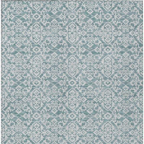 9x12 Teal Brown Oriental Polyester Area Rug Stain Resistant Indoor Outdoor Patio