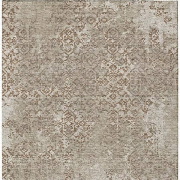 8x10 Oriental Polyester Area Rug Beige Gray Washable for Patio Porch Living Room