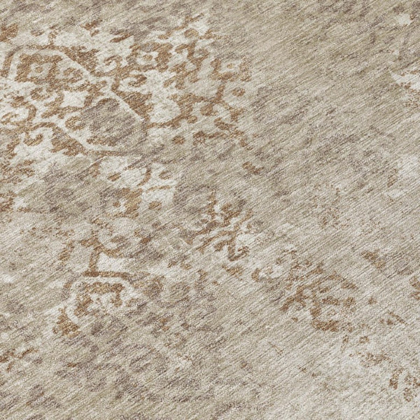 8x10 Oriental Polyester Area Rug Beige Gray Washable for Patio Porch Living Room