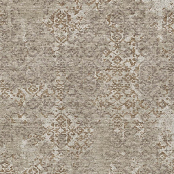 10 X 14 Beige Gray Oriental Polyester Area Rug Washable for Indoor Outdoor Use