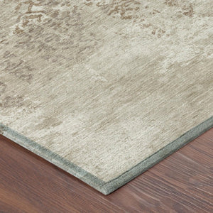 10 X 14 Beige Gray Oriental Polyester Area Rug Washable for Indoor Outdoor Use