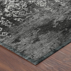 8 Ft Round Oriental Geometric Polyester Area Rug for Indoor Outdoor High Traffic Use