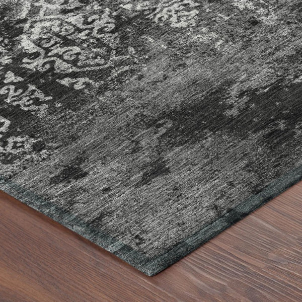 8 Ft Round Oriental Geometric Polyester Area Rug for Indoor Outdoor High Traffic Use