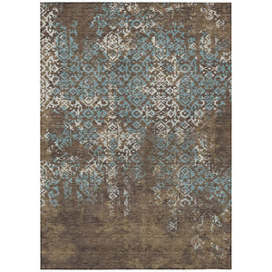 HomeRoots 5x8 Oriental Polyester Area Rug Brown Khaki Stain Resistant Indoor Outdoor Patio 737766