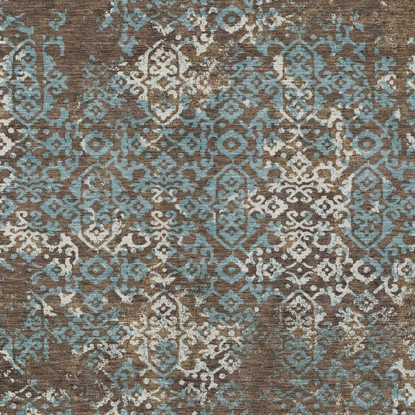 5x8 Oriental Polyester Area Rug Brown Khaki Stain Resistant Indoor Outdoor Patio
