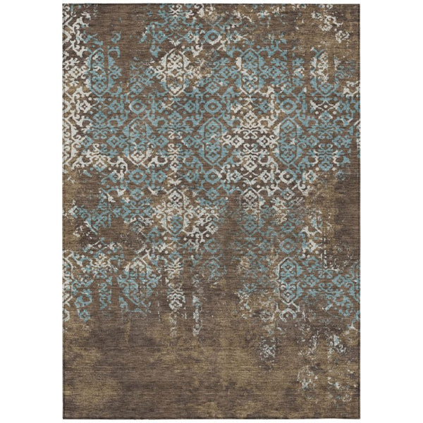 HomeRoots 8 X 10 Oriental Polyester Area Rug Stain Resistant Indoor Outdoor Brown Khaki 737768