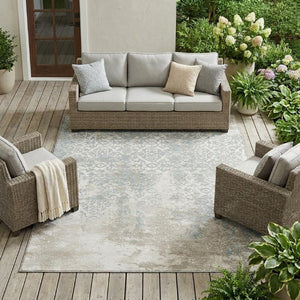 8 X 10 Oriental Medallion Washable Polyester Rug for Indoor Outdoor Living Spaces