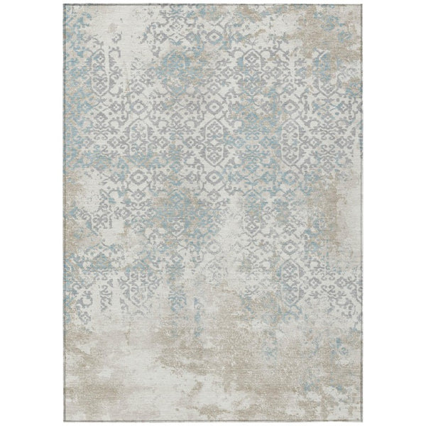 HomeRoots 8 X 10 Oriental Medallion Washable Polyester Rug for Indoor Outdoor Living Spaces 737774