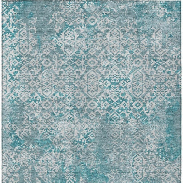 5x8 Teal Brown Oriental Polyester Area Rug Stain Resistant for Patio or Living Room