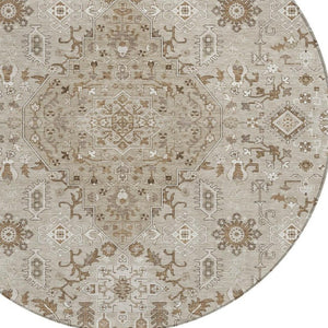 8 Foot Round Medallion Indoor Outdoor Rug Stain Resistant Polyester Patio Accent