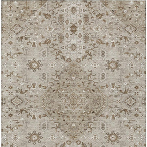 9x12 Medallion Indoor Outdoor Rug Washable Polyester Stain Resistant Beige Graphite