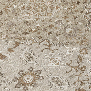 9x12 Medallion Indoor Outdoor Rug Washable Polyester Stain Resistant Beige Graphite
