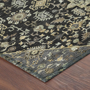 8 Ft Round Medallion Polyester Area Rug Stain Resistant for Patio or Family Room