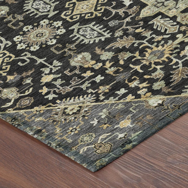 8 Ft Round Medallion Polyester Area Rug Stain Resistant for Patio or Family Room