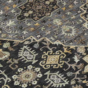 8 Ft Round Medallion Polyester Area Rug Stain Resistant for Patio or Family Room