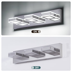 English Elm Modern Dimmable 3-Light LED Vanity Light Chrome Iron Acrylic Over Mirror Bath Wall Sconce LED W2312P374878