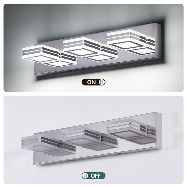 English Elm Modern Dimmable 3-Light LED Vanity Light Chrome Iron Acrylic Over Mirror Bath Wall Sconce LED W2312P374878