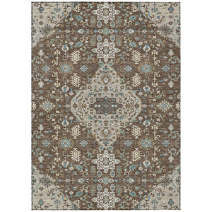 HomeRoots 8 Ft X 10 Ft Medallion Polyester Area Rug Washable Stain Resistant Indoor Outdoor 737804