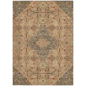 8 X 10 Copper Blue Medallion Polyester Area Rug Washable Stain Resistant Indoor Outdoor