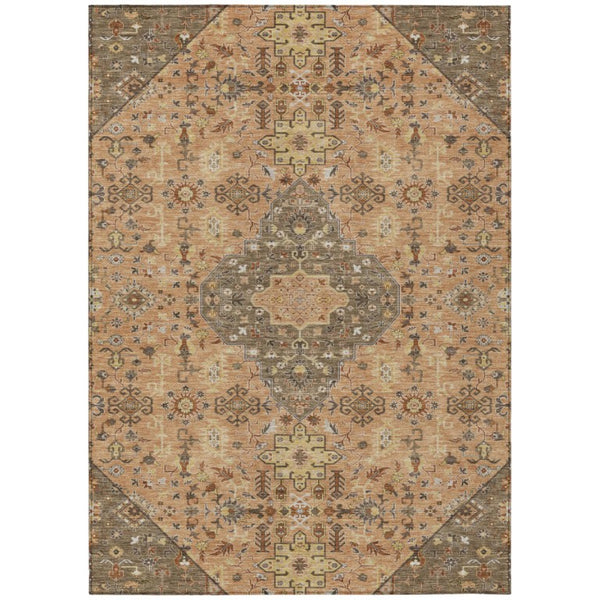 HomeRoots 10 X 14 Medallion Polyester Area Rug Washable Stain Resistant Indoor Outdoor 737812