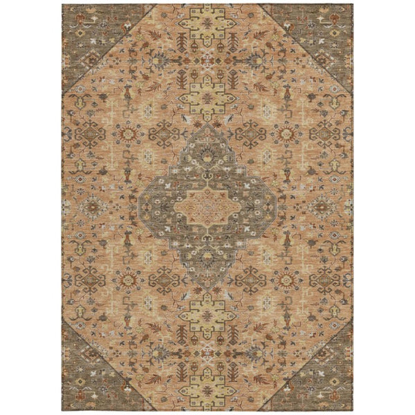 10 X 14 Medallion Polyester Area Rug Washable Stain Resistant Indoor Outdoor
