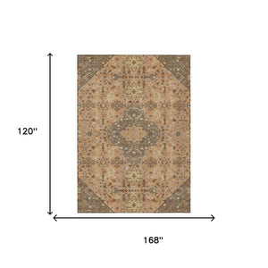 10 X 14 Medallion Polyester Area Rug Washable Stain Resistant Indoor Outdoor