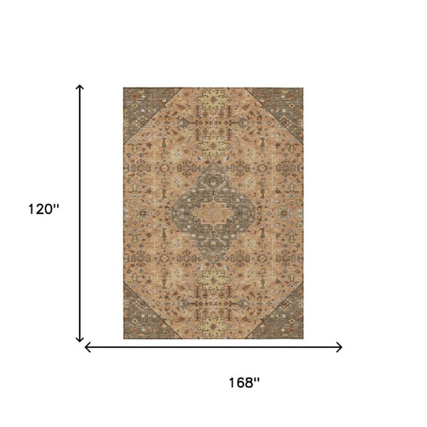 10 X 14 Medallion Polyester Area Rug Washable Stain Resistant Indoor Outdoor
