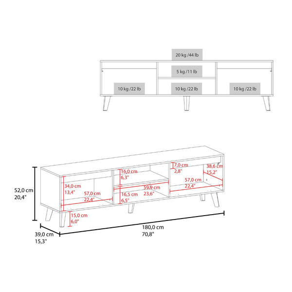 English Elm Elaine Low Profile Media Console with Open Shelving and Wengue Finish for Living Rooms B097P407599