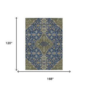 10 Ft X 14 Ft Medallion Polyester Area Rug Stain Resistant Indoor Outdoor Use